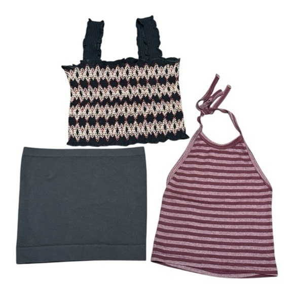Urban Outfitters Forever 21 Purple Grey Black Crop Top Bundle of 3 Size Small - Picture 1 of 5